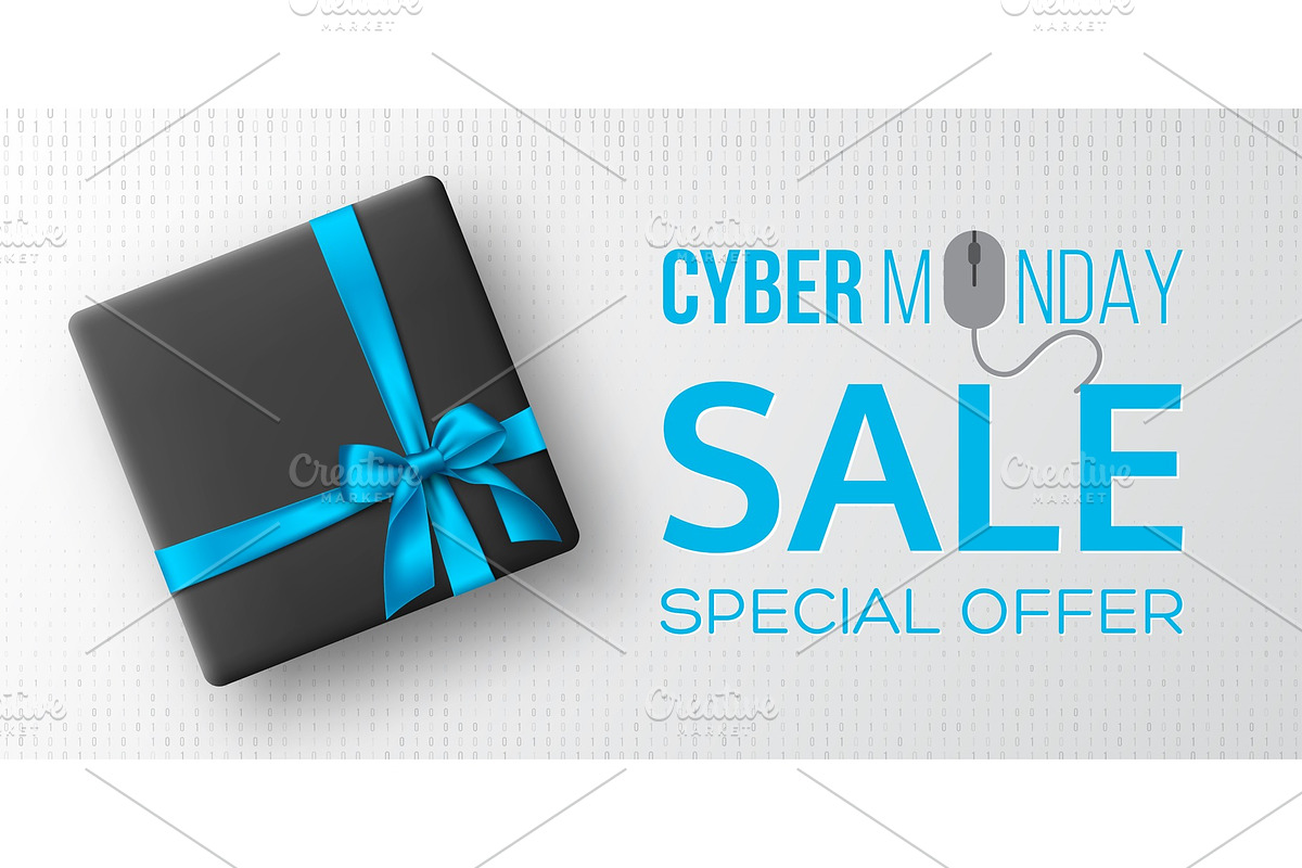 Cyber monday sale horizontal poster in Illustrations - product preview 8