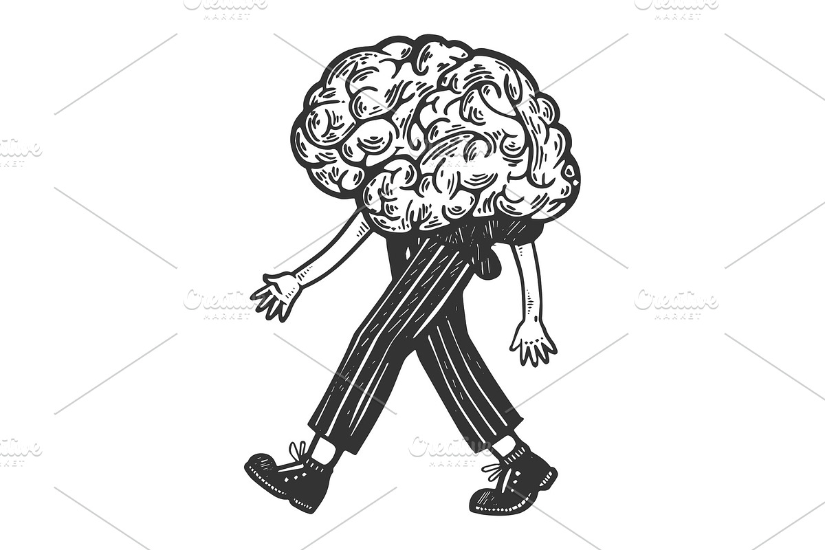 Human brain walks on its feet vector in Illustrations - product preview 8