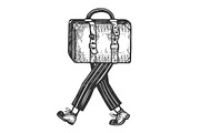 Suitcase bag walks on feet vector