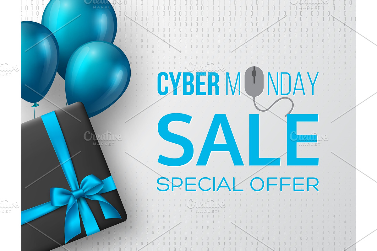 Cyber monday sale horizontal poster in Illustrations - product preview 8