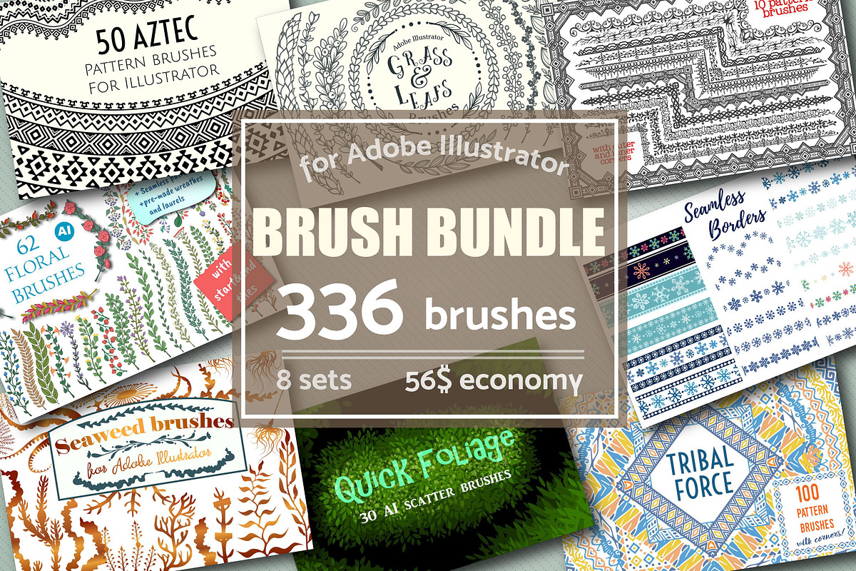 Brush Bundle | 336 vector brushes in Add-Ons - product preview 8