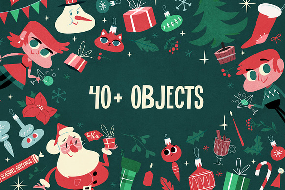 Retro Christmas Vector Pack in Graphics - product preview 2