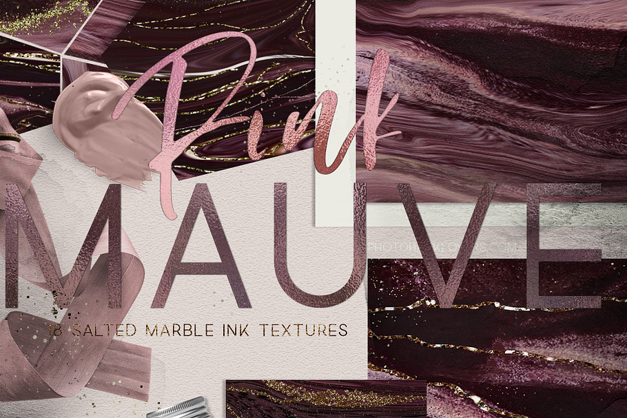 Mauve Pink n Gold Marble backgrounds in Textures - product preview 8
