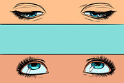 women eyes look up and down