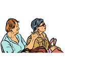 two elderly women discuss