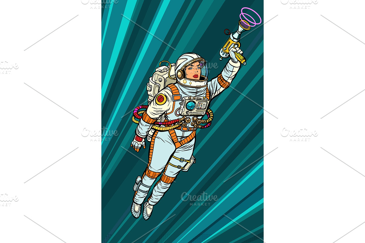 Superhero woman astronaut in Illustrations - product preview 8