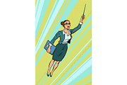 female teacher, superhero flying