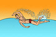 man swimmer swims
