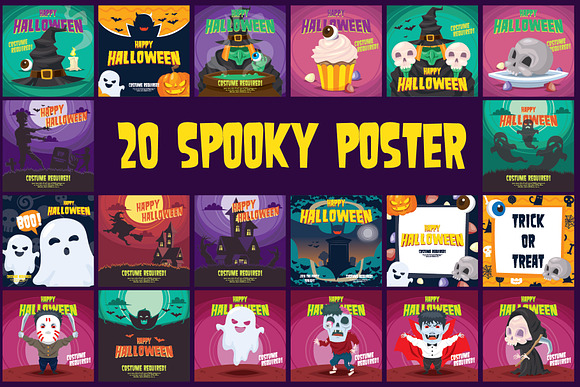 50 Halloween Clipart Posters Bundle in Illustrations - product preview 1
