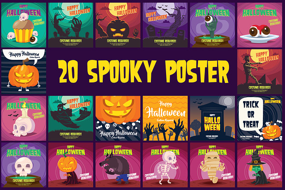 50 Halloween Clipart Posters Bundle in Illustrations - product preview 2