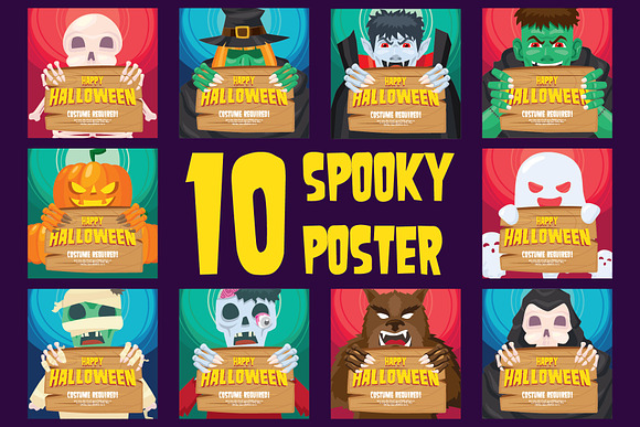 50 Halloween Clipart Posters Bundle in Illustrations - product preview 3