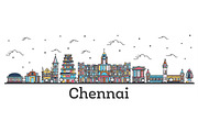 Outline Chennai India City Skyline 