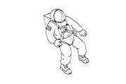 Astronaut Floating in Space Drawing