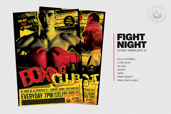 Fight Night Flyer Template V1 in Flyer Templates - product preview 1