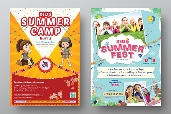 Kids Summer Camp Flyer Bundle in Flyer Templates - product preview 2