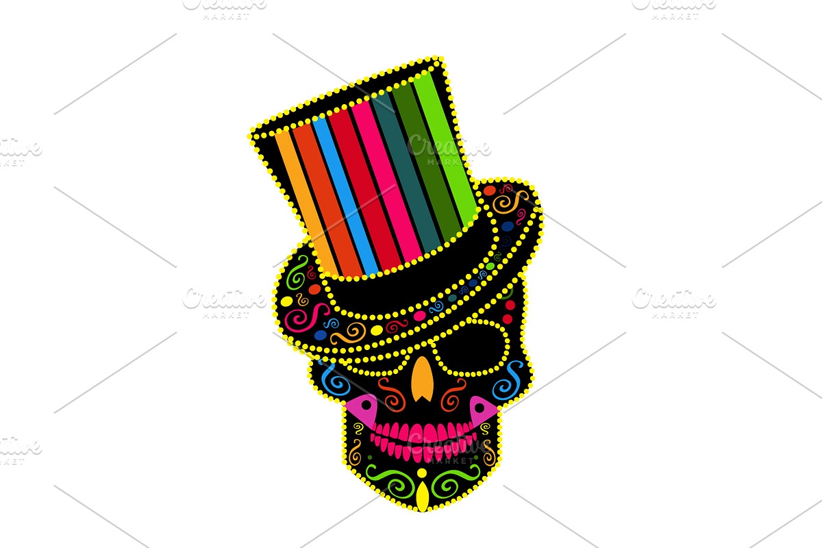 Skull icon gentleman colorful in Graphics - product preview 8