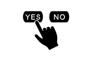 Yes or no click glyph icon