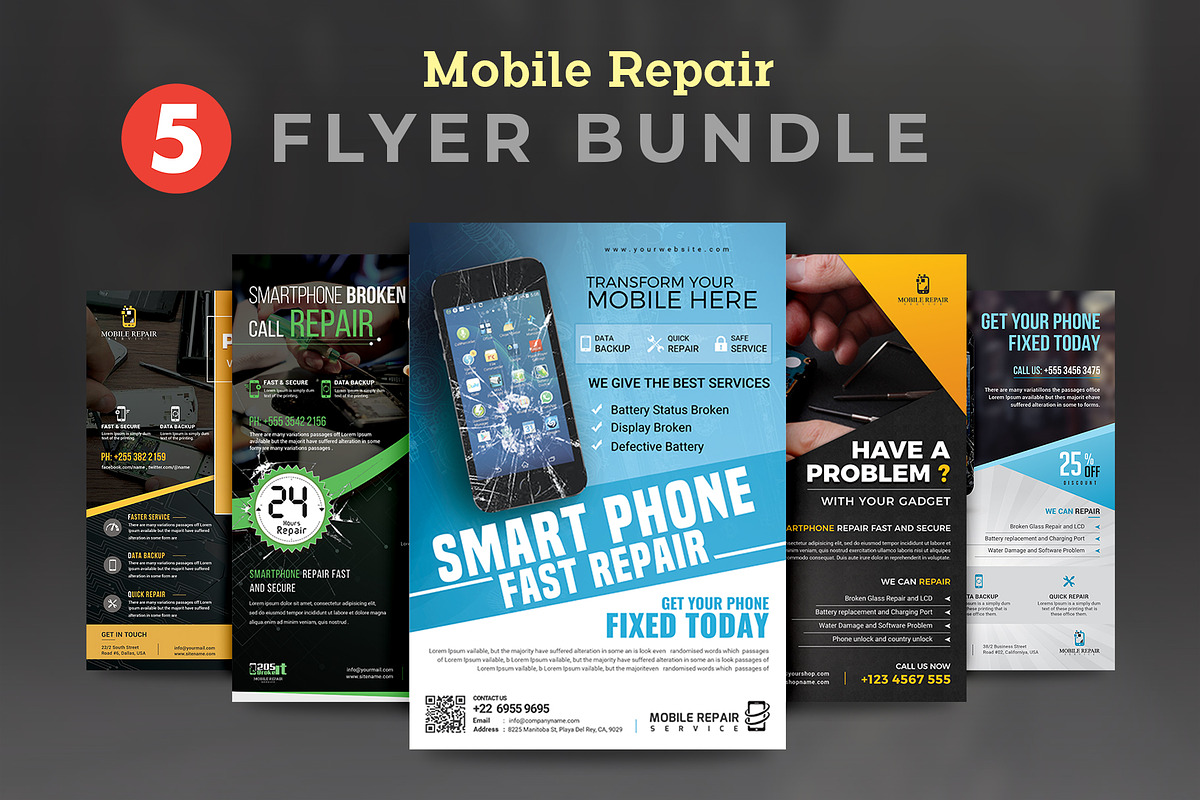 Mobile Repair Service Flyer Bundle in Flyer Templates - product preview 8