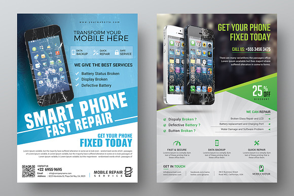 Mobile Repair Service Flyer Bundle in Flyer Templates - product preview 1