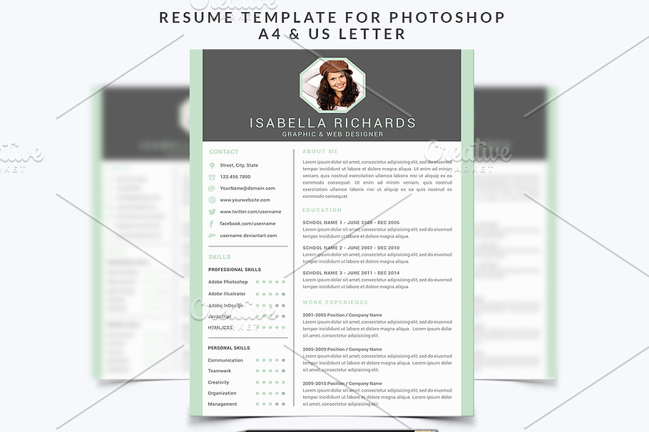Resume Template 003 for Photoshop in Resume Templates - product preview 8