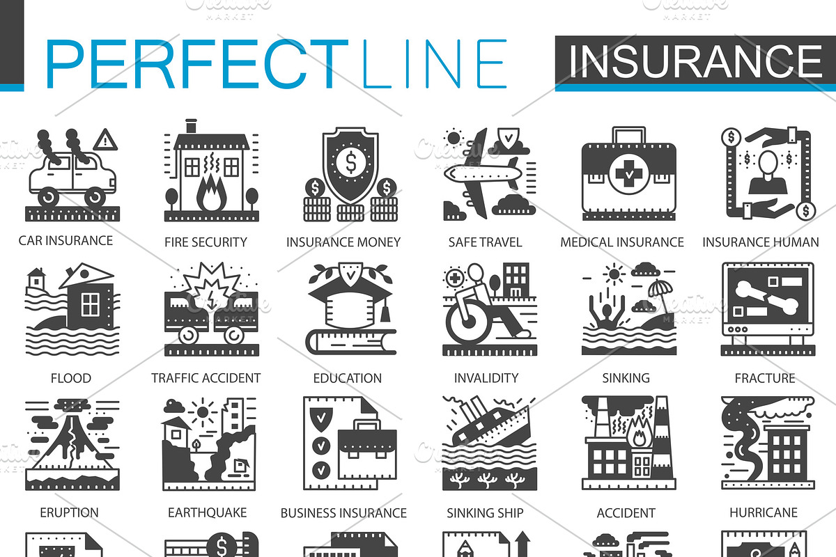 Insurance black concept icons in Icons - product preview 8