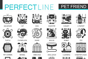 Pets friends black concept icons