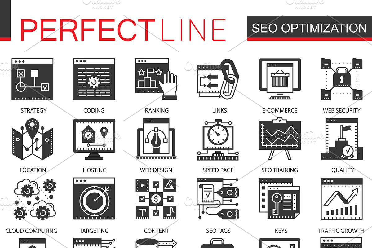 Seo optimization black concept icons in Icons - product preview 8