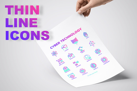 Cyber Technology | 16 Thin Line Icon in Icons - product preview 2