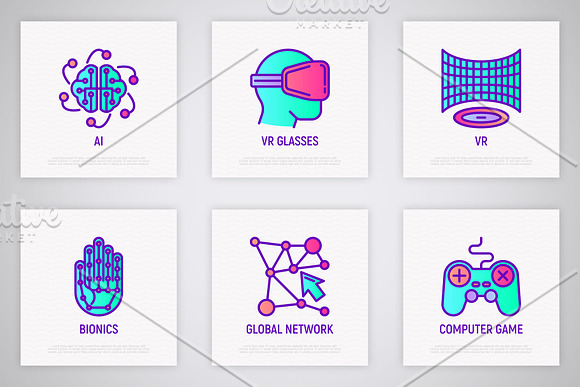 Cyber Technology | 16 Thin Line Icon in Icons - product preview 3