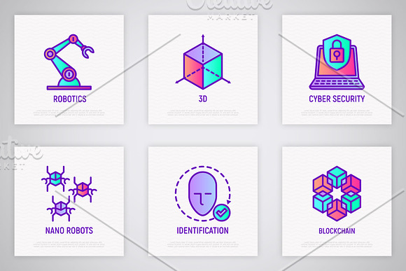 Cyber Technology | 16 Thin Line Icon in Icons - product preview 4