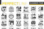 Summer time vacation concept icons
