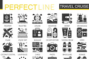 Travel cruise black concept icons