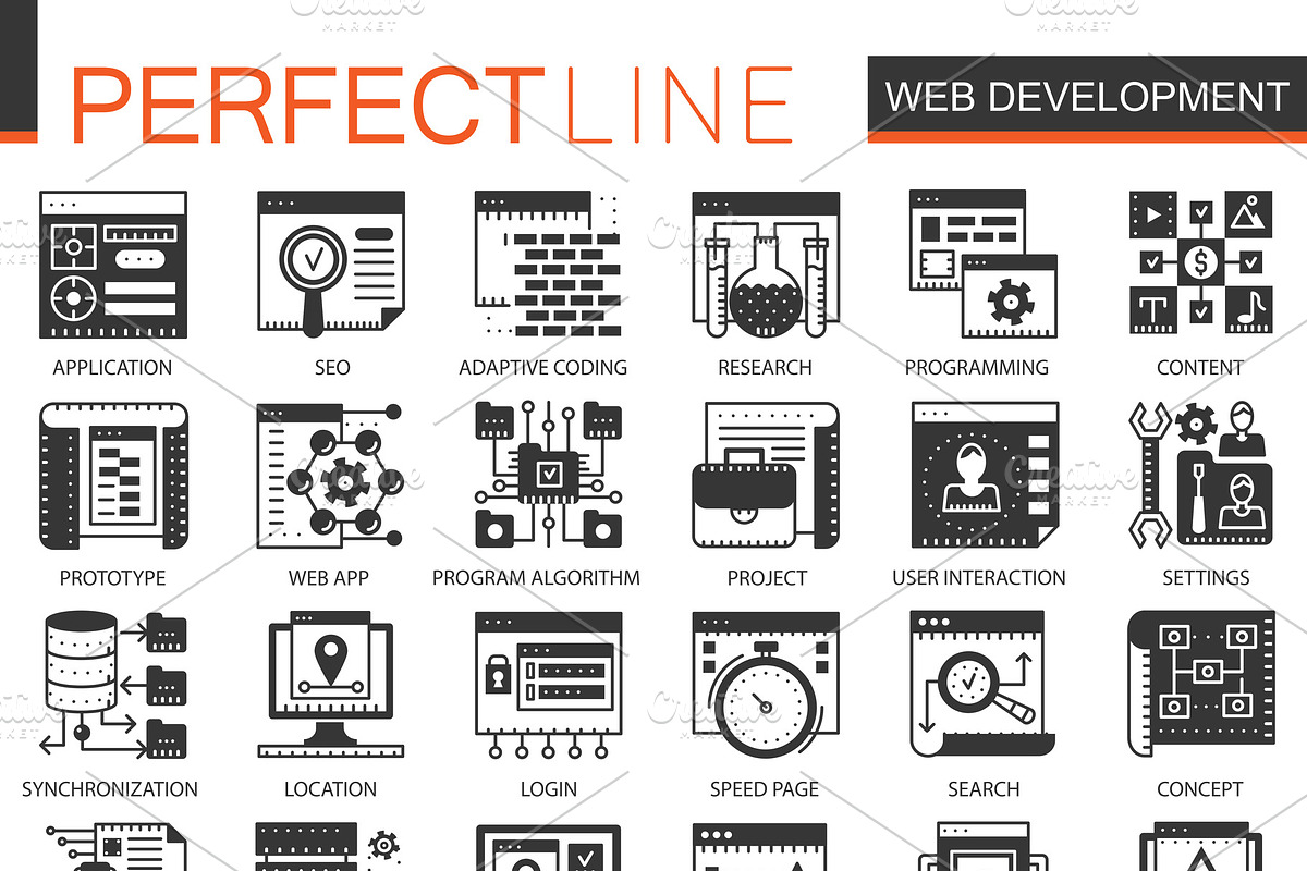 Web development black concept icons in Icons - product preview 8