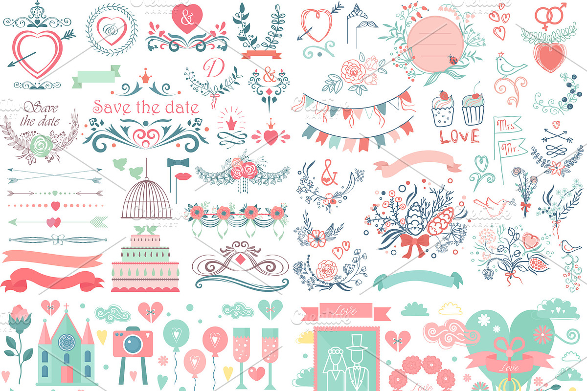 Wedding vintage graphic collection in Illustrations - product preview 8