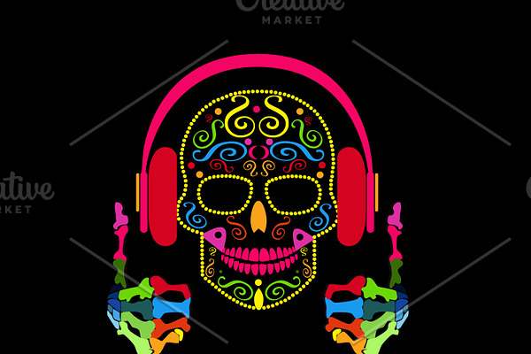DJ Skull icon vivid colors