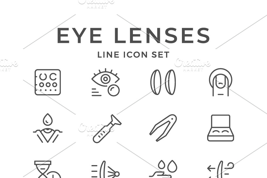 Set line icons of contact lenses in Icons - product preview 8