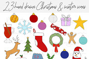 Christmas hand drawn clipart icons