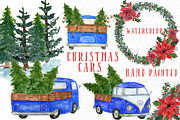Watercolor Christmas Trucks clipart