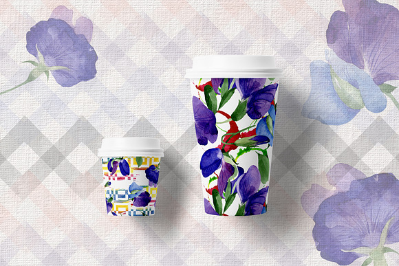Purple sweet pea PNG watercolor set in Illustrations - product preview 3