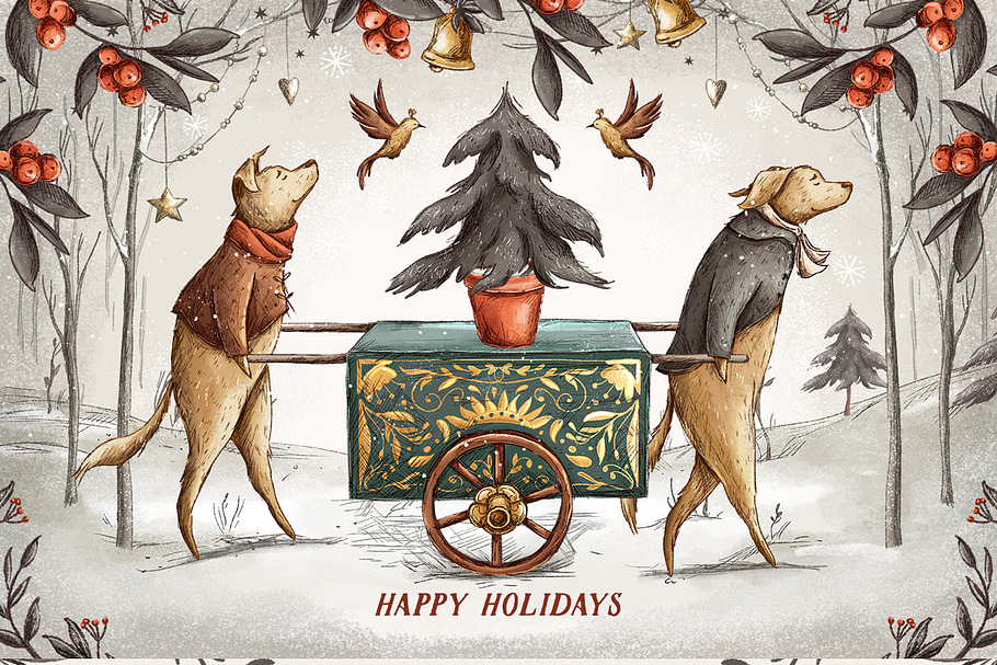 Vintage Holidays • Christmas Dogs in Illustrations - product preview 8