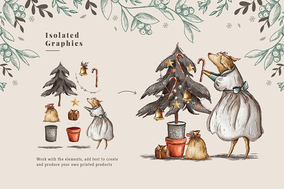 Vintage Holidays • Christmas Dogs in Illustrations - product preview 7