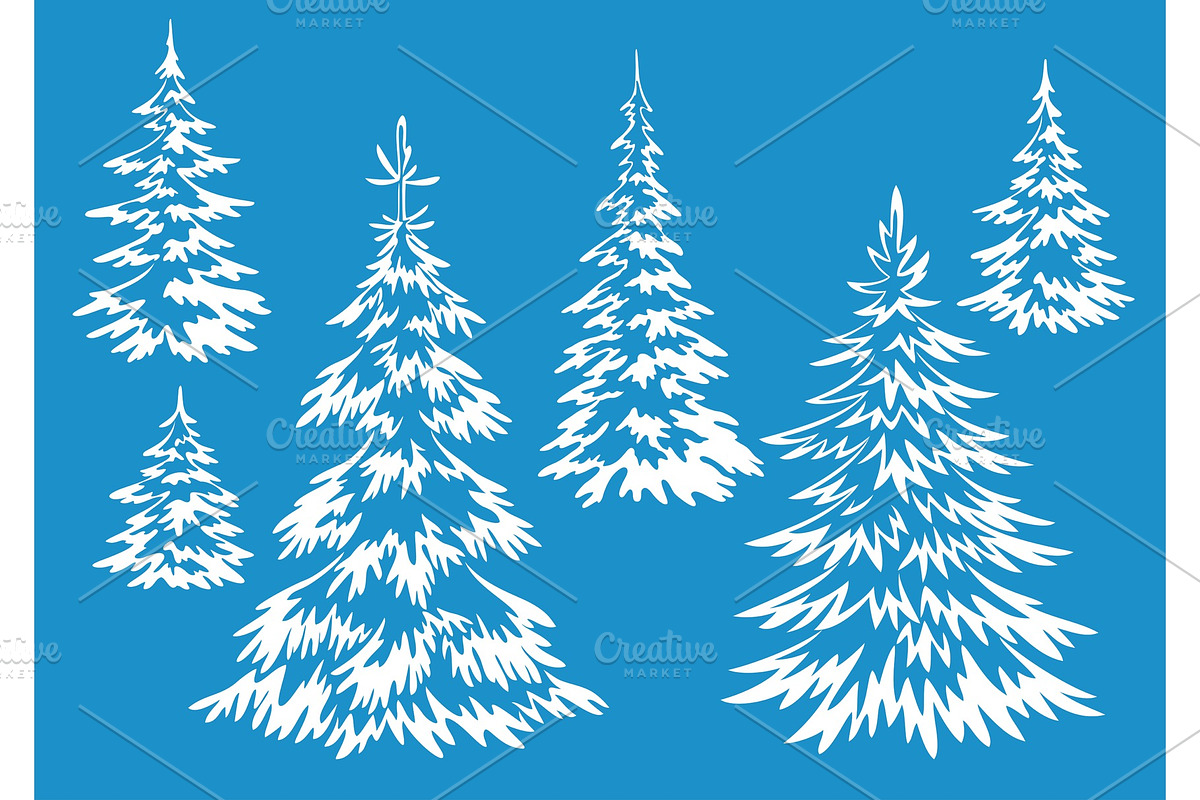 Christmas Fir Trees Contours in Objects - product preview 8