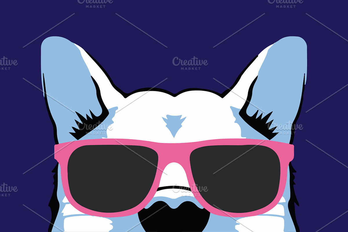 Dog with Pink Glasses Vector in Illustrations - product preview 8