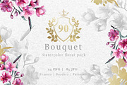 Bouquet of pink flower PNG pack