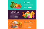 Vector cartoon autumn elements and
