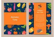Vector cartoon autumn leaves card or