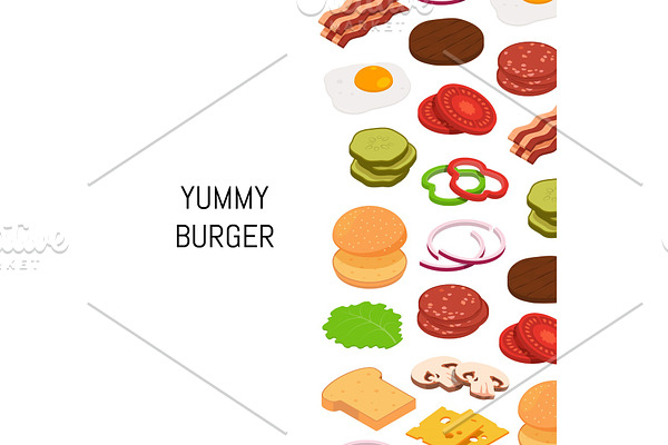 Vector isometric burger with color
