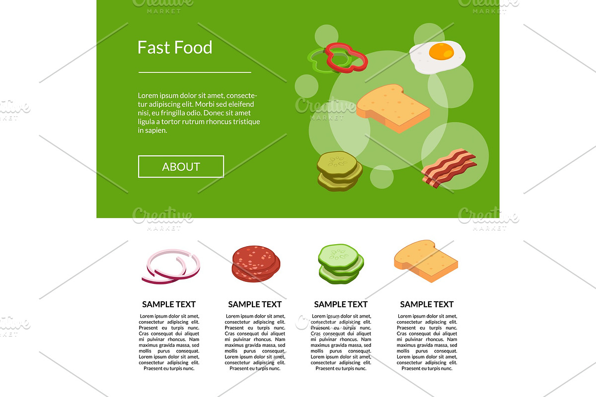 Vector isometric burger illustration in Graphics - product preview 8