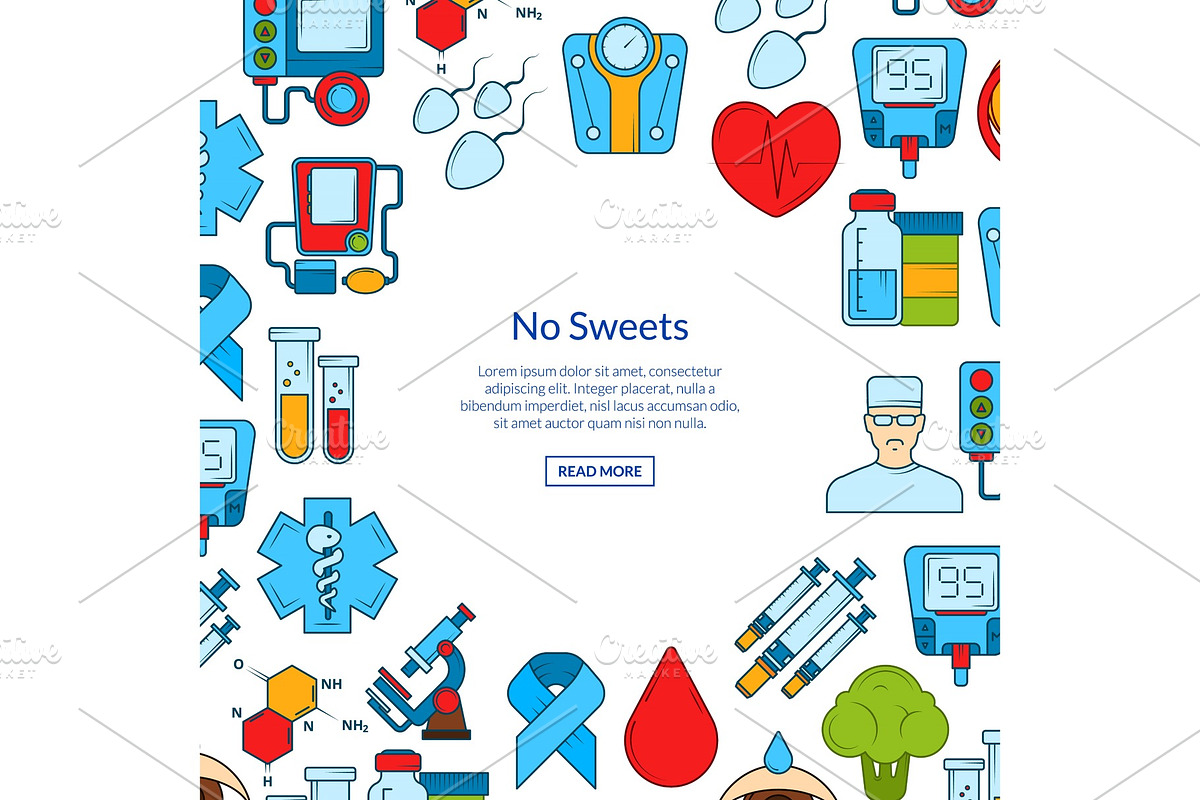 Vector colored diabetes icons with in Graphics - product preview 8