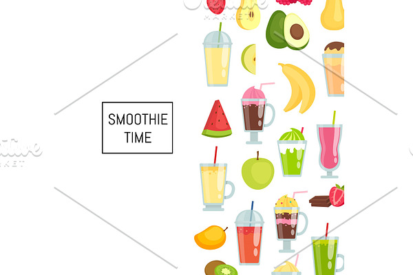 Vector flat smoothie elements